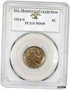 1924-S 5c PCGS MS65 ex: D.L. Hansen - Beautiful Rainbow Toning - Buffalo Nickel※関税は当ショップ負担（お客様負担無し）※全国送料無料・海外輸送無料※商品の状態は...