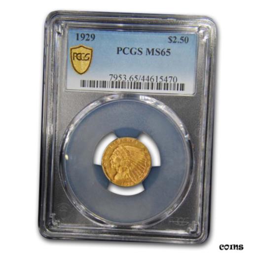 【極美品/品質保証書付】 アンティークコイン 金貨 1929 $2.50 Indian Gold Quarter Eagle MS-65 PCGS - SKU#115326 [送料無料] #got-wr-010946-2818