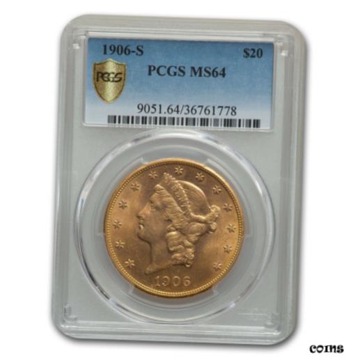 【極美品/品質保証書付】 アンティークコイン 金貨 1906-S $20 Liberty Gold Double Eagle MS-64 PCGS - SKU#168940 [送料無料] #got-wr-010959-1344