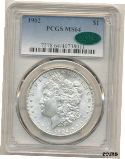  アンティークコイン コイン 金貨 銀貨  1902 $1 Morgan Silver Dollar MS 64 PCGS *CAC Verified!* *Clean Cheek*