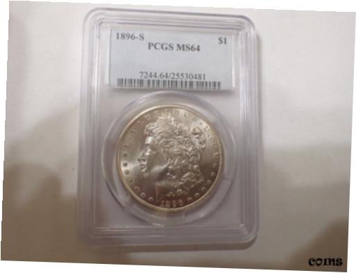 【極美品/品質保証書付】 アンティークコイン 硬貨 1896-S $1 Morgan Dollar PCGS MS64 BLAZING WHITE [送料無料] #oot-wr-010959-567