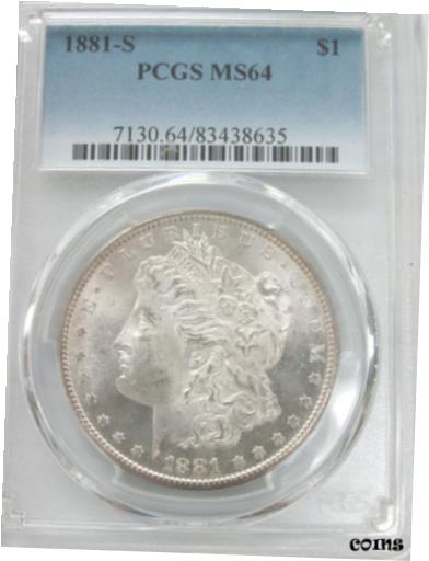 【極美品/品質保証書付】 アンティークコイン コイン 金貨 銀貨 [送料無料] 1881-S Silver Morgan Dollar $1 PCGS MS64 Reverse Toning Q4EJ