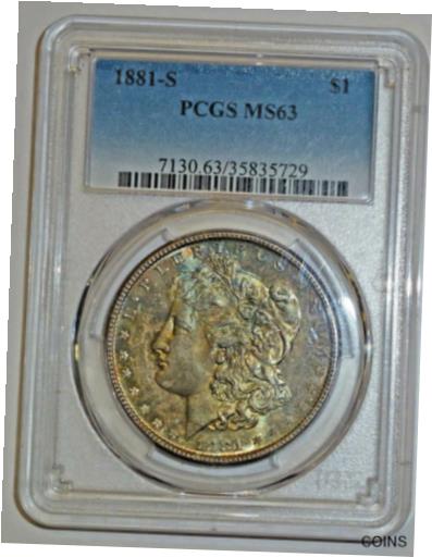 yɔi/iۏ؏tz AeB[NRC RC   [] 1881-S Morgan Silver Dollar PCGS MS63 GREAT Toning Reflective Surfaces