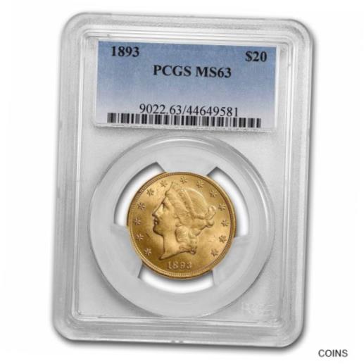 【極美品/品質保証書付】 アンティークコイン 金貨 1893 $20 Liberty Gold Double Eagle MS-63 PCGS [送料無料] #got-wr-010998-5446