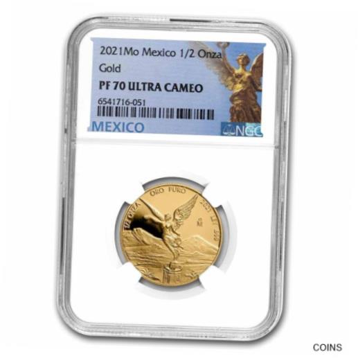 【極美品/品質保証書付】 アンティークコイン 金貨 2021 Mexico 1/2 oz Prf Gold Libertad PF-70 NGC - SKU#253123 [送料無料] #got-wr-011000-996