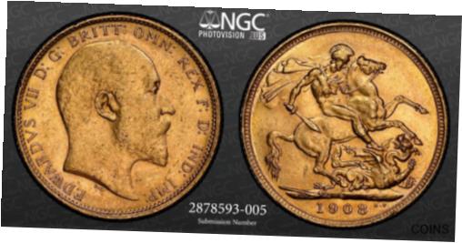 ڶ/ʼݾڽա ƥ    [̵] Australia 1908-S 1 Sovereign Gold NGC MS61 Strong Strike, Luster-Rare Date/Mint