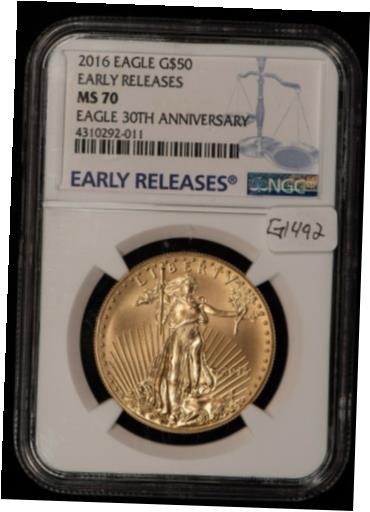 【極美品/品質保証書付】 アンティークコイン 金貨 2016 G$50 1 oz Gold American Eagle - 30th Anniversary - ER - NGC MS 70 - G1492 [送料無料] #got-wr-011000-3642