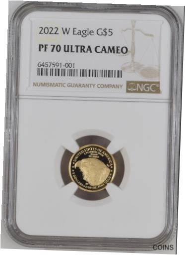 ڶ/ʼݾڽա ƥ    [̵] 2022-W $5 1/10oz - PF70UC Type 2 Proof Gold Eagle NGC 6457591-001 - Ready 2 GO!