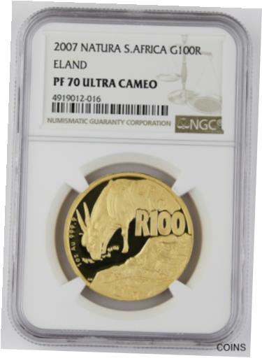 【極美品/品質保証書付】 アンティークコイン 金貨 South Africa 2007 Wildlife Natura Eland 1 Oz Gold Proof Coin NGC PF70 UC Perfect 送料無料 gct-wr-011000-4303