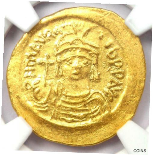  アンティークコイン コイン 金貨 銀貨  Byzantine Maurice Tiberius AV Solidus Gold Angel Coin 582-602 AD - NGC AU