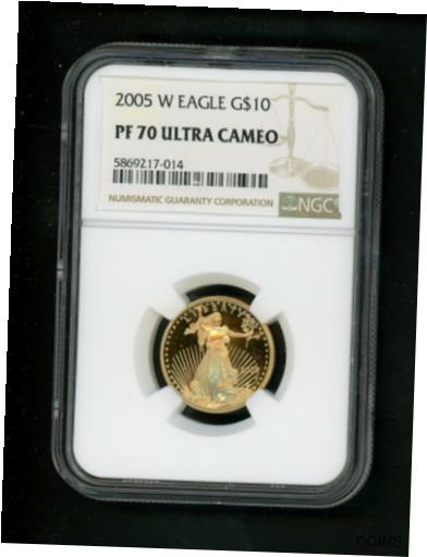 2005 W US 1/4 oz Gold American Eagle $10.00 $10 NGC PF 70 Proof Ultra Cameo GEM!※関税は当ショップ負担（お客様負担無し）※全国送料無料・海外輸送無料※商品の状態は画像をご確認下さい（極美品・目立った汚れ無し）※輸入品の為英語表記となります※その他ご不明点はお気軽にお問合せ下さい！Seller Notes: “Please see all the pictures for condition. All items are in nice collectible condition. Please see description area for more details on this item.”Certification Number: 5869217-014Fineness: 9167Coin: American EagleCertification: NGCPrecious Metal Content per Unit: 1/4 ozStrike Type: ProofGrade: PF 69Brand: US MintYear: 2005Brand/Mint: U.S. MintComposition: GoldTotal Precious Metal Content: .25 ounces[ご購入前に必ずお読み下さい]親切丁寧に、商品到着までサポート対応させていただきます。■パソコンの画像・画質により色や素材感が、実際の商品と多少異なる場合がございますので予めご了承くださいませ。■お客様のご都合（程度の解釈相違を含む）による商品のご購入後のキャンセル返品は、原則としてお受け致しておりません。未払いのまま2日以上連絡が取れない場合はキャンセルさせて頂きます。その場合、事務局側が自動的に「非常に悪い」の評価を付けてしまいますのでご注意ください。※お支払い頂いた場合は連絡は不要です。※他ショップでも販売しておりますので、稀に在庫がない場合がございます。■不具合での返品は箱などすべてが到着時の状態になるものに限らせていただきます。※当店では不良品はすべて現物確認と不具合の確認を行い対応をさせて頂いております。■お客様のご都合によるご注文確定後の商品のキャンセルにつきましては承っておりません。また、ご入金確認後、またはご決済完了確認後のキャンセルにつきましては、ご注文総額の30％のキャンセル料をご請求させていただきます。■領収書二重発行やトラブル防止のため、領収書発行は行っておりません。事務局側が発行している「支払い明細」が正式な支払い証明となります。支払い明細画面を印刷したものが領収書の代わりになることを各税務署に確認済みです。■年末年始・連休の発送は、業者も休みになる関係でいつもより遅れます。■輸送時の破損の場合は配送業者への報告を行って下さい。報告なしでの対応はできません。■日祝日は定休日とさせていただいております。連絡・発送が出来ませんのであらかじめご了承お願いいたします。■内容は必ずお読みになってからお買い求め下さいますようお願い致します。※在庫状況は常に更新をしておりますが、当社は複数店舗で在庫を共有しているため、ご注文を頂きましても稀に欠品している場合がございます。その際は誠に申し訳ございませんが、その旨をメールまたはお電話にてご連絡させていただきます。ご理解いただけますようお願い申し上げます。親切・丁寧にお取引させていただきますのでよろしくお願いします。 品質保証について 当店の商品の、品質保証についてご紹介いたします。 ▽品質保証書 お買い上げいただく全ての商品に「WORLD RESOURCE品質保証書」をおつけいたします。 これは、WORLD RESOURCEが販売した商品であることを保証するものです。大切に保管してください。 ▽標準保証に関して 当店でご購入頂きました商品は7日以内の標準保証サービスが付属致します。 ※ご購入日につきましては、製品の品質保証書に記載の日付にて確認させていただきます。 ※保証は通常利用時のみの対応となります。 ※ご購入日の確認を致しかねる場合は有償となります。品質保証書は大切に保管して下さい。POINT01　品揃え一番店を目指して 「期待に答えるお店づくりと、時代に合わせたサービスをご提供致します。」 POINT02　多種多様な商品レパートリー 「幅広く、世界の商品をご用意しております。」 POINT03　きっと見つかる！新しい発見 「テレビや雑誌で紹介されたアイテムもいちはやく。」 モットー：丁寧な接客対応 その道数十年のスタッフだからこそできる、“豊富な知識”に基づく商品のご提案。 お探しの商品はお気軽にスタッフにお尋ねください。 「以前は、商品ページあったけど、、、見つからない。」 「初めてアンティークコインの購入をしますが大丈夫ですか？」 「この年代の商品を探していますが、おすすめはありますか？」 「友人にアンティークコインを送りたいけど、おすすめありますか？」 等など、困ったときの質問にも、しっかり対応・お調べ致します。 取寄せ、取り置き等もできますので、商品一覧で見つからなかった商品でも、 スタッフまでお気軽にご相談下さい。 【お問い合わせはお気軽にどうぞ】 suport@world-resource.net