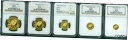 1986 5 コイン チャイナ ゴールド パンダ セット 中国 100Y 50Y 25Y 10Y 5Y 人民元 NGC MS691986 5-COINS CHI...