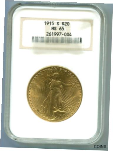 【極美品/品質保証書付】 アンティークコイン 硬貨 1915-S $20 ST. GAUDENS Double Eagle NGC MS65 SAINT MS-65 OLD FAT HOLDER [送料無料] #oot-wr-011000-6779