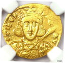 ティベリウス III AV ソリダス ゴールド コイン 698-705 AD - 認定 NGC MS (UNC) - 希少!Tiberius III AV So...
