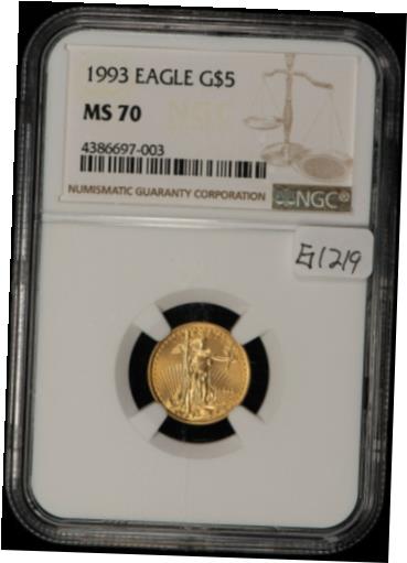 【極美品/品質保証書付】 アンティークコイン コイン 金貨 銀貨 [送料無料] 1993 G$5 1/10 oz Gold American Eagle - Perfect Key Date..
