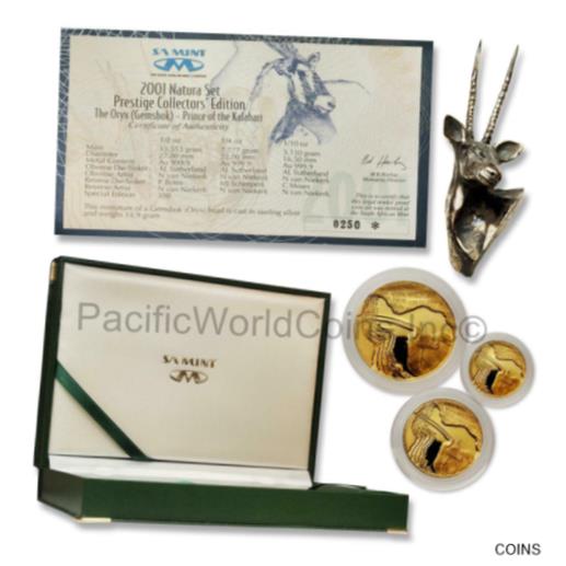 ڶ/ʼݾڽա ƥ  South Africa 2001 Natura Gemsbok 3pc Gold Prestige Proof with Box COA SKU# 6119 [̵] #gof-wr-011000-7180