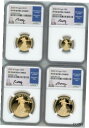 2020-W アメリカン ゴールド イーグル プルーフ 4 コイン イヤー セット NGC PF70 エド モイ署名2020-W American Gold E...