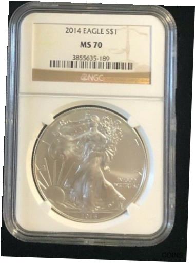 ڶ/ʼݾڽա ƥ    [̵] 2014 U.S. Silver Eagle $1 Dollar NGC MS70 1 Oz Gold Label Coin 189