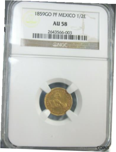 ڶ/ʼݾڽա ƥ    [̵] 1859 GO PF Mexico Gold 1/2 Escudo Cap &Book NGC AU 58 High Grade