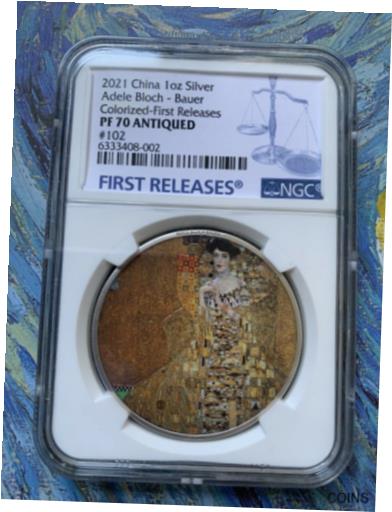 ڶ/ʼݾڽա ƥ    [̵] NGC PF70 2021 Gustav Klimt - Silver Medal 1oz Adele The Lady in Gold colorized