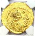 ヘラクレイアスと彼女。コンスタンティヌス AV ソリダス 金貨 613-641 AD - NGC MS (UNC)Heraclius with Her. Con...