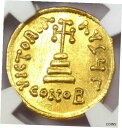 ビザンチン コンスタンス II AV ソリダス ゴールド クロス コイン 641-668 AD - NGC MS (UNC)Byzantine Constans...