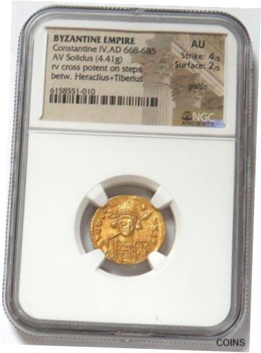  アンティークコイン コイン 金貨 銀貨  868- 885 AD GOLD BYZANTINE EMPIRE CONSTANTINE IV SOLIDUS NGC AU 4/2