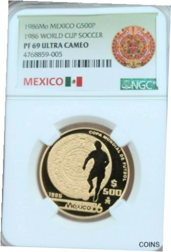 ڶ/ʼݾڽա ƥ    [̵] 1986 MEXICO GOLD 500 PESOS G500P WORLD CUP NGC PF 69 ULTRA CAMEO RARE HIGH GRADE
