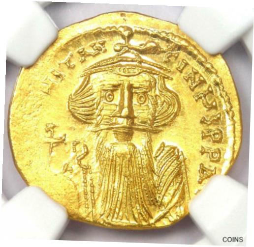  アンティークコイン コイン 金貨 銀貨  Byzantine Constans II AV Solidus Gold Coin 641-668 AD - Certified NGC MS (UNC)