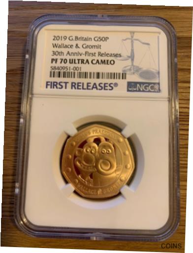 【極美品/品質保証書付】 アンティークコイン 金貨 2019 Royal Mint Gold Proof Wallace Gromit 50p NGC PF70UC COA 002 FIRST RELEASE 送料無料 got-wr-011004-1418