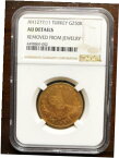 【極美品/品質保証書付】 アンティークコイン 金貨 TURKEY-ABDUL AZIZ-GOLD 250 KURUSH 1861(1277/1)KM#697 NGC -AU [送料無料] #got-wr-011004-7748