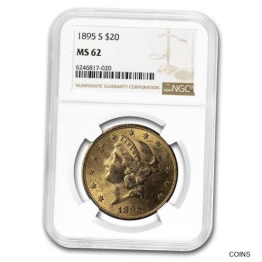 【極美品/品質保証書付】 アンティークコイン 金貨 1895-S $20 Liberty Gold Double Eagle MS-62 NGC - SKU#174618 [送料無料] #got-wr-011004-2080