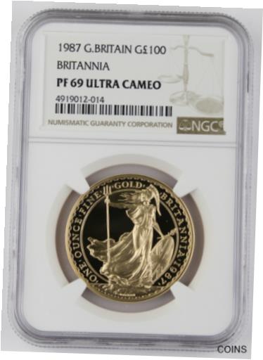 【極美品/品質保証書付】 アンティークコイン 金貨 Great Britain UK 1987 BRITANNIA 1 Oz Gold ?100 Pound Proof Coin NGC PF69 UC [送料無料] #gct-wr-011004-2099