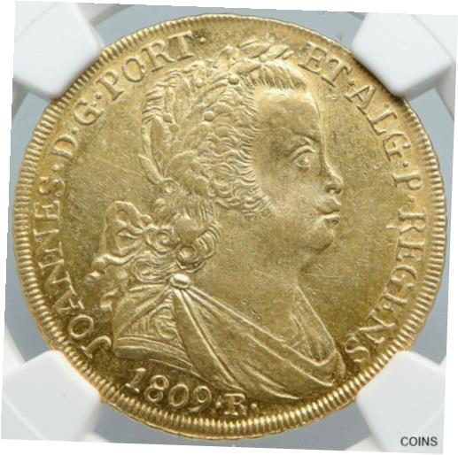 【極美品/品質保証書付】 アンティークコイン 金貨 1809R BRAZIL Prince Joao ANTIQUE Vintage OLD Gold 6400 Reis Coin NGC i88876 [送料無料] #gct-wr-011004-2139