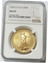 【極美品/品質保証書付】 アンティークコイン 金貨 1990 GOLD AMERICAN EAGLE $50 COIN 1 OZ NGC MINT STATE 69 [送料無料] #gct-wr-011004-2148