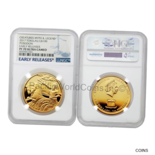 【極美品/品質保証書付】 アンティークコイン 金貨 Tokelau 2017 Creatures Myth & Legend Poseidon $100 Gold NGC PF70 ULTRA CAEMO ER [送料無料] #got-wr-011004-2529