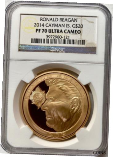  アンティークコイン 金貨 2014 Cayman Islands Gold $20 Knighthood of Ronald Reagan NGC PF-70 UCAM  #got-wr-011004-2750