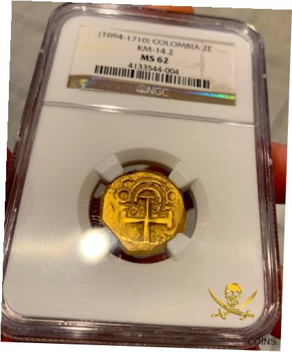 ڶ/ʼݾڽա ƥ  COLOMBIA 1715 FLEET SHIPWRECK 2 ESCUDOS 1694-1710 TREASURE NGC 62 PIRATE GOLD CO [̵] #got-wr-011004-3175