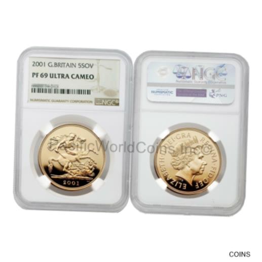 【極美品/品質保証書付】 アンティークコイン 金貨 Great Britain 2001 5 Sovereign Gold NGC PF69 Ultra Cameo [送料無料] #got-wr-011004-3626