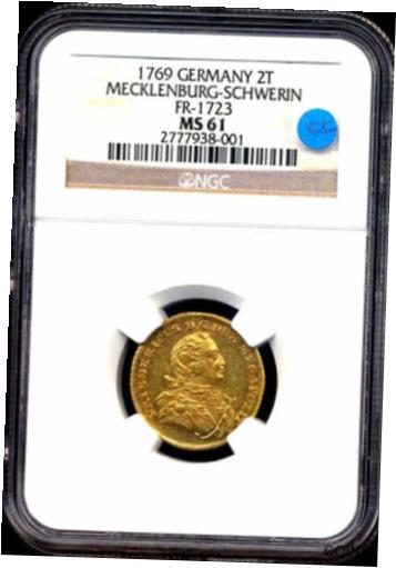  アンティークコイン 金貨 1769 MECKLENBURG-SCHWERIN gold 2 Thaler-NGC 61 ++  #got-wr-011004-3751