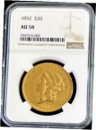 【極美品/品質保証書付】 アンティークコイン 金貨 1852 GOLD TYPE 1 USA $20 LIBERTY DOUBLE EAGLE NGC ABOUT UNC 58 [送料無料] #got-wr-011004-4214
