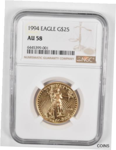 【極美品/品質保証書付】 アンティークコイン 金貨 AU58 1994 $25 American Gold Eagle - 1/2 Oz. .999 Fine Gold - Graded NGC *1369 ..