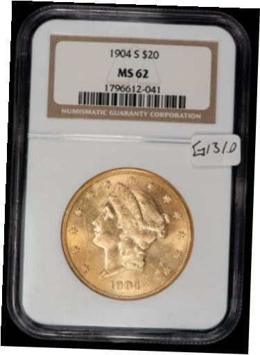 ڶ/ʼݾڽա ƥ  1904-S $20 Liberty Head Gold Double Eagle - PQ Semi PL Surface -NGC MS62- G1310 [̵] #got-wr-011004-4922