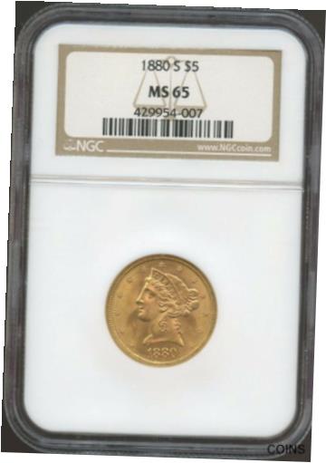 1880 S $5  Хƥ ϡ  MS 65 NGC˴Ǥ1880 S $5 Gold Liberty ...