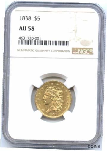 1838 $5 NGC- AU 58- 饷å إå  ϡ -٥꡼  GR(Ũʿ)1838 $5 N...
