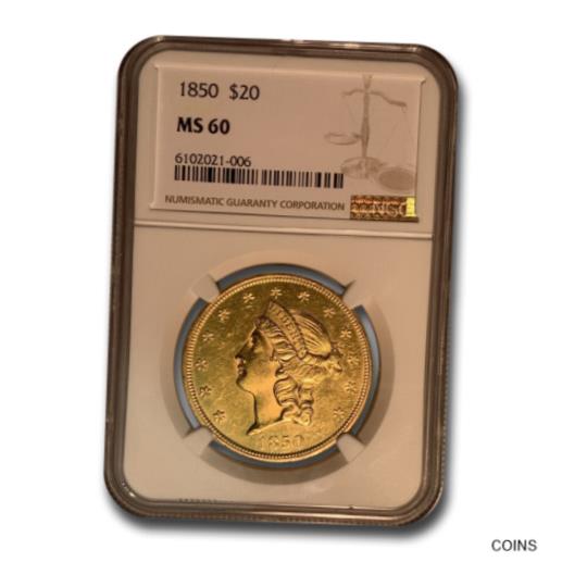 【極美品/品質保証書付】 アンティークコイン 金貨 1850 $20 Liberty Gold Double Eagle MS-60 NGC - SKU#237011 [送料無料] #got-wr-011004-5720