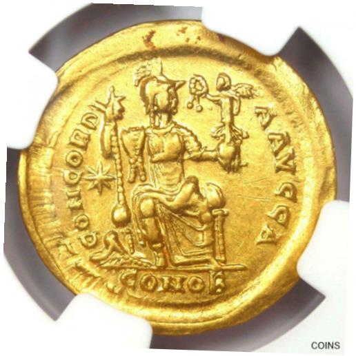 【極美品/品質保証書付】 アンティークコイン コイン 金貨 銀貨 [送料無料] Gold Theodosius II AV Solidus Gold Roman Empire Coin 402-450 AD - NGC Choice VF