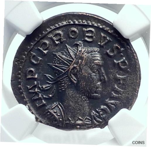 ڶ/ʼݾڽա ƥ    [̵] PROBUS Authentic Ancient 277AD Lugdunum Roman Coin FELICITAS NGC Ch AU i81650