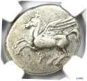 ギリシャ コリント AR スターター ペガサス アテナ銀貨 紀元前 300 年。 NGC VF - 5/5 ストライク!Greek Corinth AR Sta...