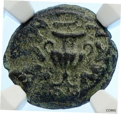 本物の古代ユダヤ戦争対ローマ人 2 年目の歴史的エルサレムコイン NGC i106505Authentic Ancient JEWISH WAR v ROMANS Yr 2 Historical JERUSALEM Coin NGC i106505